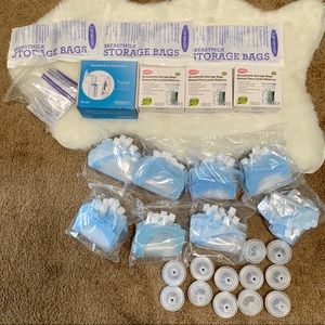 Breastmilk storage bags and bottles